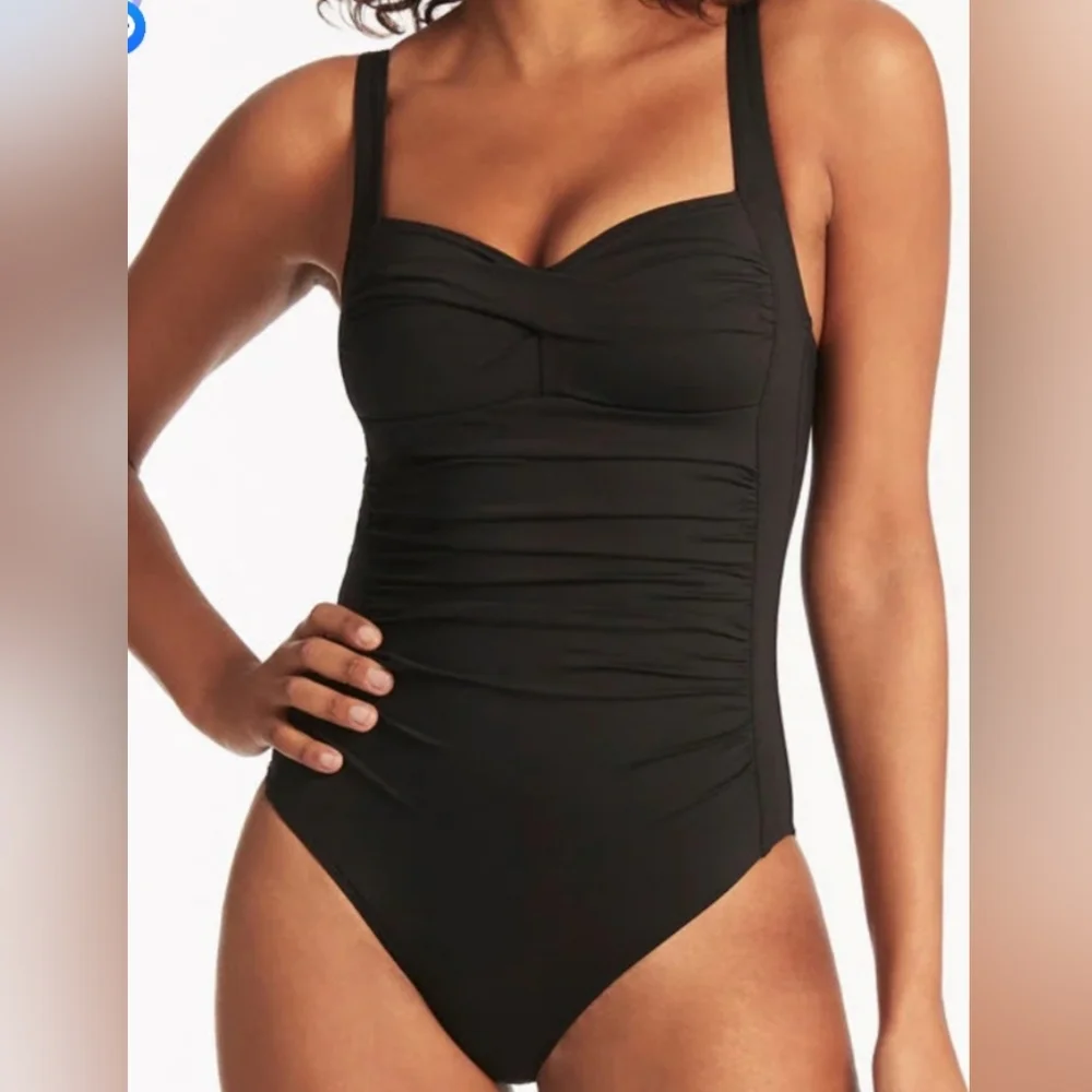 Sea Level Swim Twist Front One piece Women's sz 8 swimsuit Black New - Picture 3 of 6